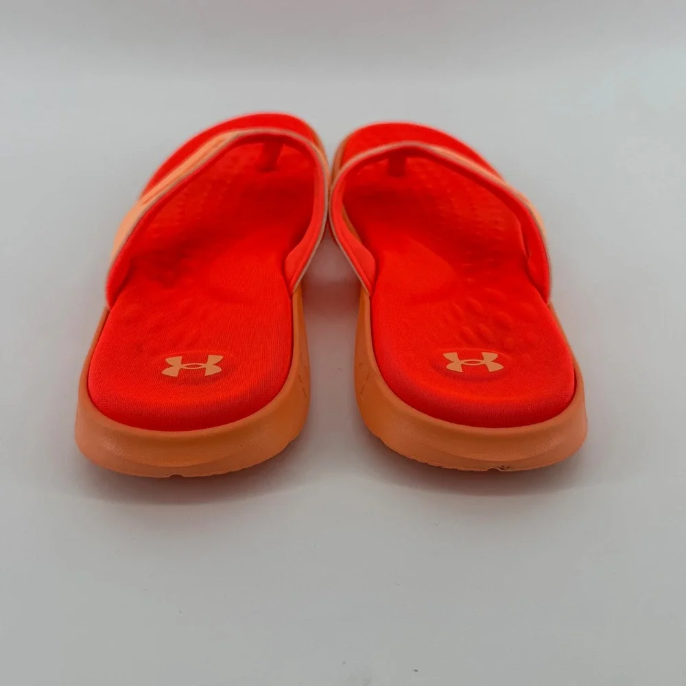 Under Armour Sandals Womens 8 Orange Ignite Thong Flip Flop Sporty Cushioned